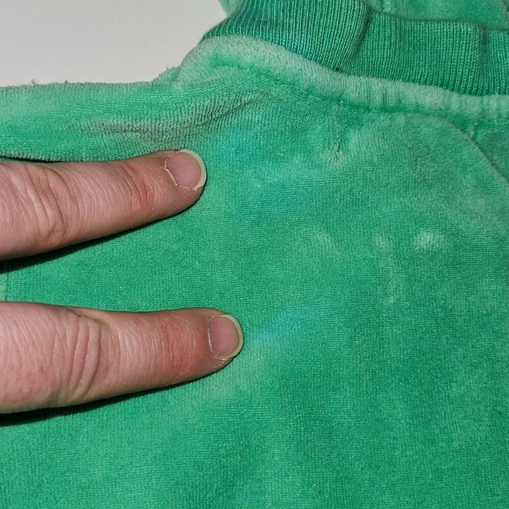 Ralph Lauren Green Velour Hoodie Full Zip Sweatshirt Baby Infant 9 Months READ